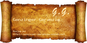 Genzinger Geraszim névjegykártya
